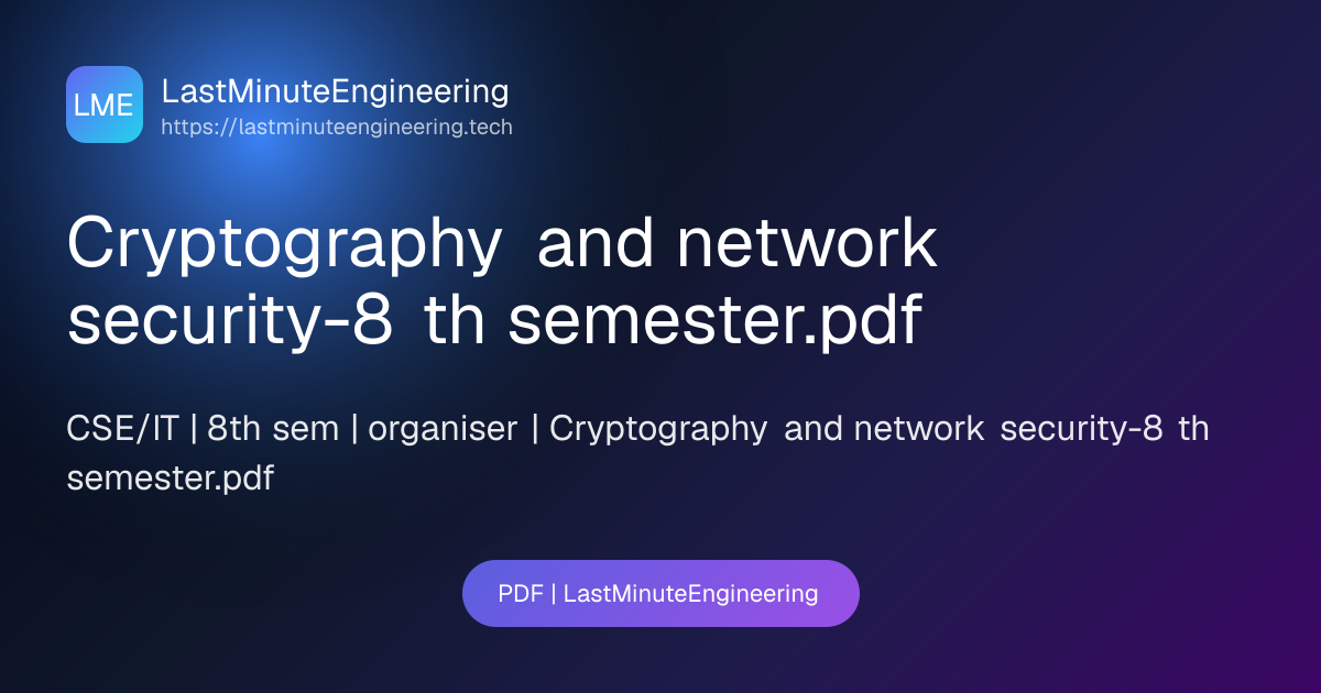 Cryptography and network security-8 th semester.pdf | PDF ...