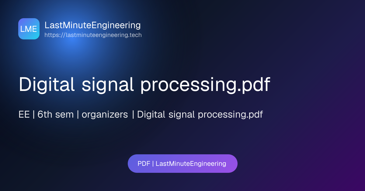Digital signal processing.pdf | PDF | LastMinuteEngineering