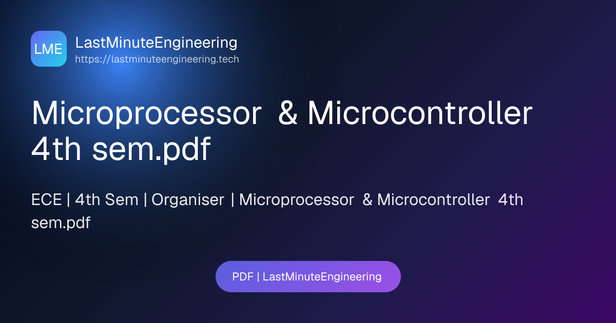Microprocessor & Microcontroller 4th sem.pdf | PDF | LastMinuteEngineering