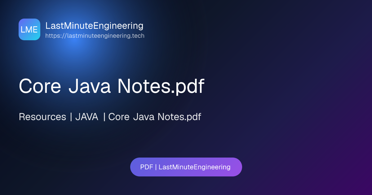 Core Java Notes.pdf | PDF | LastMinuteEngineering