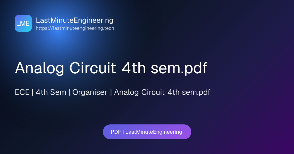 Analog Circuit 4th sem.pdf | PDF | LastMinuteEngineering
